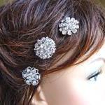 6 Wedding Hair Pins, Crystal Hair Pins, Silver,..
