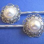 Wedding Hair Pins, White Pearl, Victorian Style,..