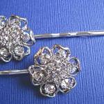 Wedding Hair Pins- Garden Wedding- Crystal Flower..