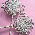 Wedding Hair Pins, Sparkling Flower , Victorian..