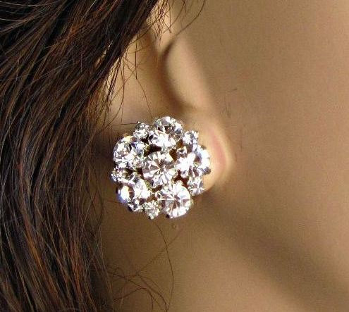 Reserved Listing For Tammra For 7 Bridesmaids Rhinestone Brilliant Sparkle Post Earrings With 15% Multiple Order Discount