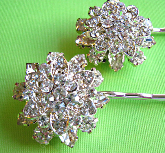 Weddings Hair Pins, Bridal Accessories, Crystal Hair Pins, Flower Hair Accessories,"floral Ice" Collection