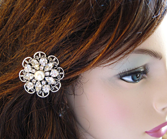 Wedding Hair Pins- Pearl Hair Pins- Flowers And Filigree-hair Pins, Crystal Hair Pins, Wedding Hair Accessories