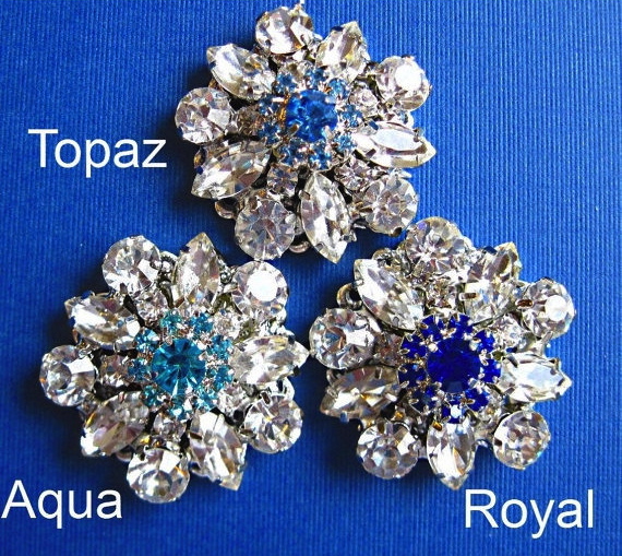 Wedding Hair Pins,3 Choices, U Pick, Blue Jewels, Royal, Aqua, Topaz Blue, Bobby Pins, Something Blue