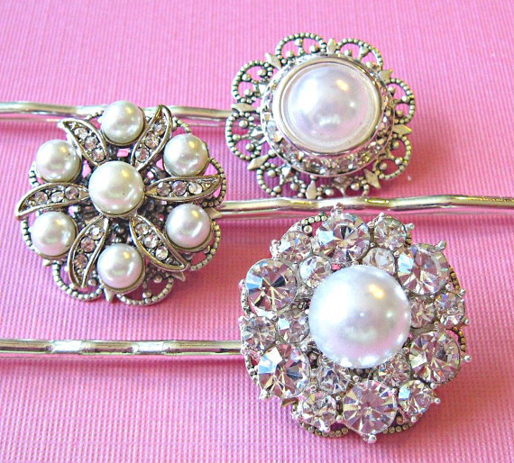 Wedding Hair Pins Victorian Style Pearl Hair Accessories Set Of