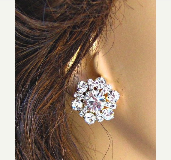 Wedding Earrings Post Stud Diamond Sparkle On Luulla Wedding Earrings Post Stud Diamond Sparkle