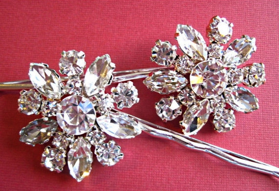 Wedding Hair Pins,crystal Floral Hair Acessories, Bridal Hair Pins, "crystal Bouquet" Collection
