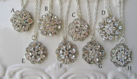 Simple Crystal Bridesmaids Necklace, 8 Choices, Mix And Match, Bridesmaids Jewelry