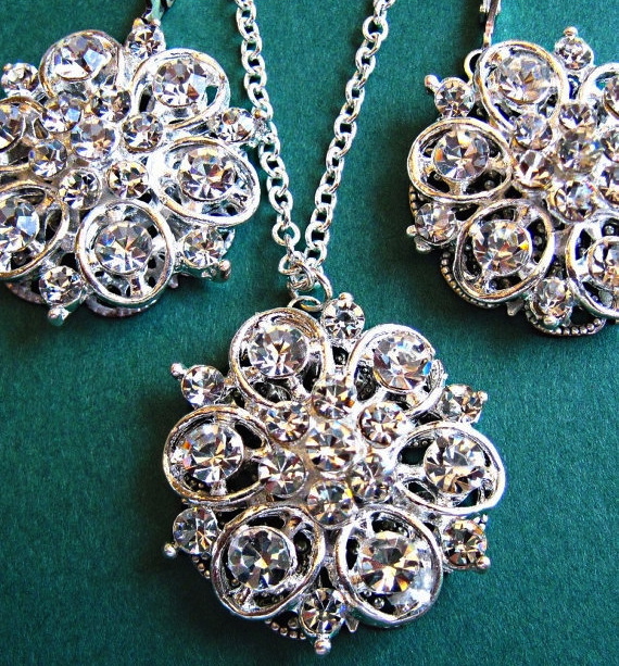Weddings, Necklace And Earring Set, Vintage Style, Bridal Jewelry