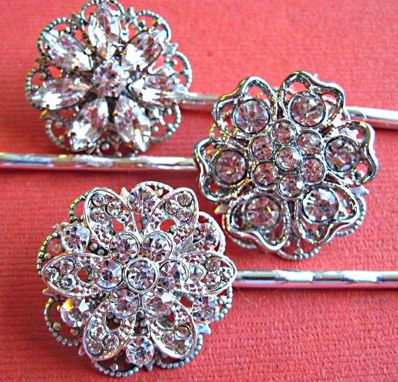 Wedding Hair Pins-bridal Hair Accessories Crystal Hair Pins,flower Hair Pins -set Of 3