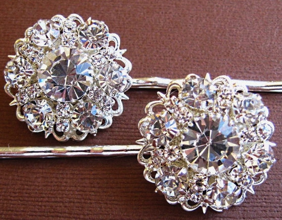 diamond hair clips wedding