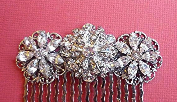 Brilliant Crystal Ice Vintage Style Silver Sparkle Bridal Barrette