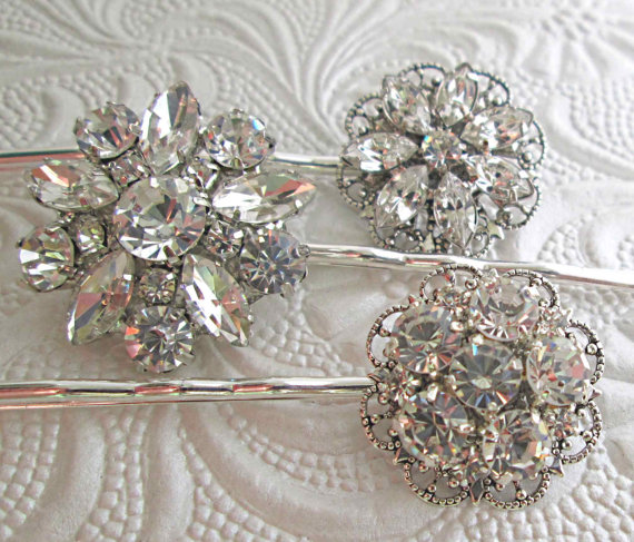 Wedding Hair Pins- Bridal Hair Accessories- Vintage Style Hair Accessories, Hair Pin Set Of 3