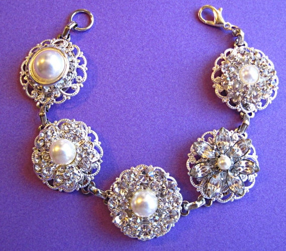 Wedding Jewelry, Pearl Bridal Jewelry, Statement Bracelet
